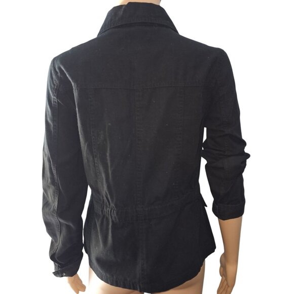 Buttons Cotton Blend Black Jacket Women's M With Button Details & Pockets - Picture 2 of 8